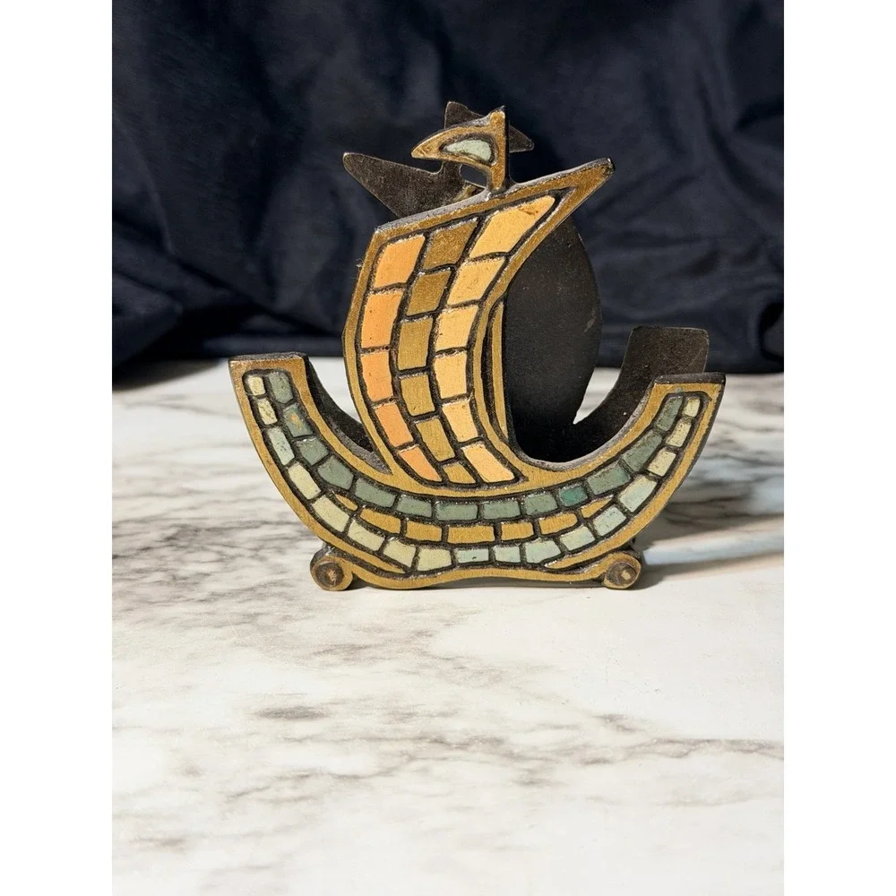 VTG Iron‎ Mosaic Sailboat Letter/Envelope Holder 3.25 x 3.25 (2924)